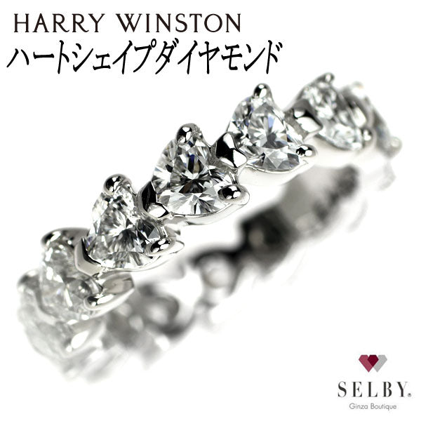 Harry Winston Pt950 Heart Shape Diamond Ring Prong Set Eternity 