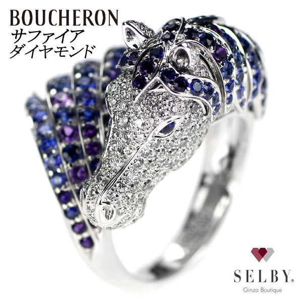 Boucheron K18WG Sapphire Diamond Ring Pegasus No. 52 《Selby Ginza Store》 [S+Polished at an official store like new] [Used]  Liquid error (snippets/selby-collection-card-list line 33): Could not find asset snippets/selby-bland-name.liquid