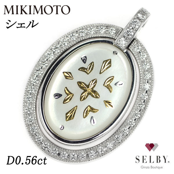 Mikimoto K18YG/WG Diamond Shell Pendant Top Pikwe D0.56ct《Selby Ginza Store》[S+Polished at an official store like new] [Used]  Liquid error (snippets/selby-collection-card-list line 33): Could not find asset snippets/selby-bland-name.liquid