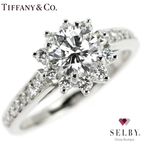 Tiffany Pt950 Diamond Ring Flower #8.0《Selby Ginza Store》[S Polished like new] [Used]<br> Regular price 450,000 yen ⇒ Christmas Sale price 380,000 yen