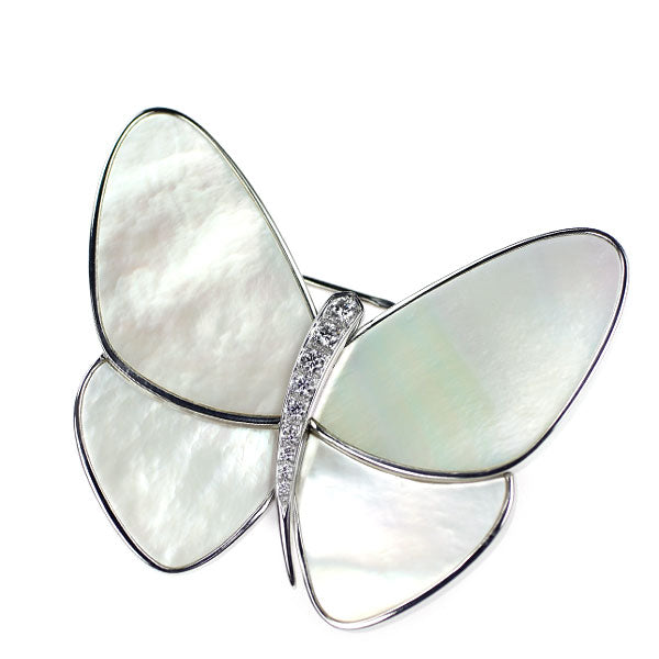 Van Cleef & Arpels K18WG Mother of Pearl Diamond Brooch Papillon Clip《Selby Ginza Store》 [S Polished like new] [Used] 