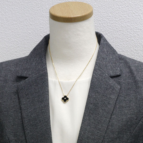 ヴァンクリーフ＆アーペル K18YG オニキス ペンダントネックレス ヴィンテージアルハンブラ ホリデーコレクション42.0cm《セルビー銀座店》【S+新品同様正規店で磨き】【中古】