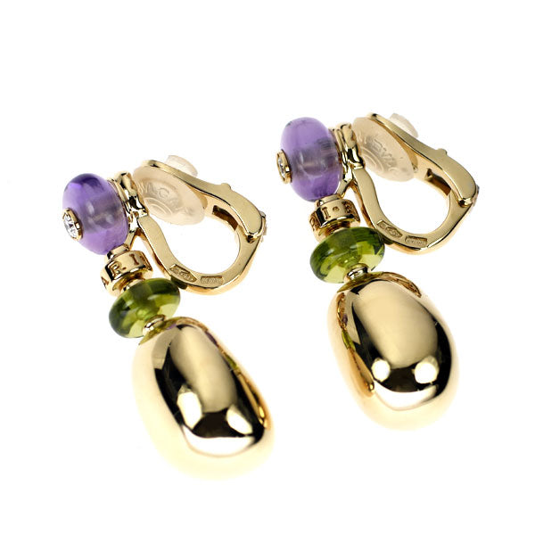 Bvlgari K18YG Amethyst Peridot Diamond Earrings Mediterranean Eden《Selby Ginza Store》 [S+Polished at an official store like new] [Used] 