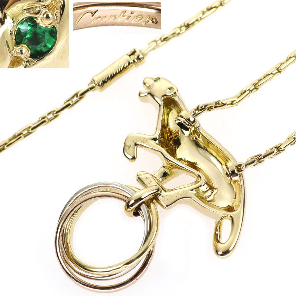 Cartier K18YG/WG/PG Emerald Pendant Necklace Panthère de Cartier Baodilla 45.0cm《Selby Ginza Store》[S+Polished at an official store like new] [Used]<br> Regular price 1,100,000 yen ⇒Christmas Sale price 900,000 yen