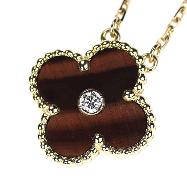 Van Cleef & Arpels K18PG Bullseye/Red Tiger Eye Pendant Necklace Vintage Alhambra 42.0cm《Selby Ginza Store》[S+Polished at an official store like new] [Used]<br> Regular price 610,000 yen ⇒ Christmas Sale price 590,000 yen
