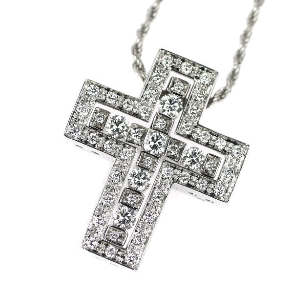 Damiani K18WG Diamond Pendant Necklace Belle Epoque Cross S size 43.0cm《Selby Ginza Store》 [S Polished like new] [Used]<br> Regular price 430,000 yen ⇒ Christmas Sale price 400,000 yen