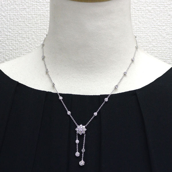 Harry Winston Pt950 Diamond Pendant Necklace Sunflower Lariat 41.0cm《Selby Ginza Store》 [S Polished like new] [Used]<br> Regular price 6,000,000 yen ⇒Christmas Sale price 4,500,000 yen