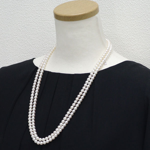 Mikimoto K14WG Akoya pearl/pearl necklace 6.0-6.5mm 2 strands 61.5cm《Selby Ginza Store》 [S+Polished at an official store like new] [Used] 
