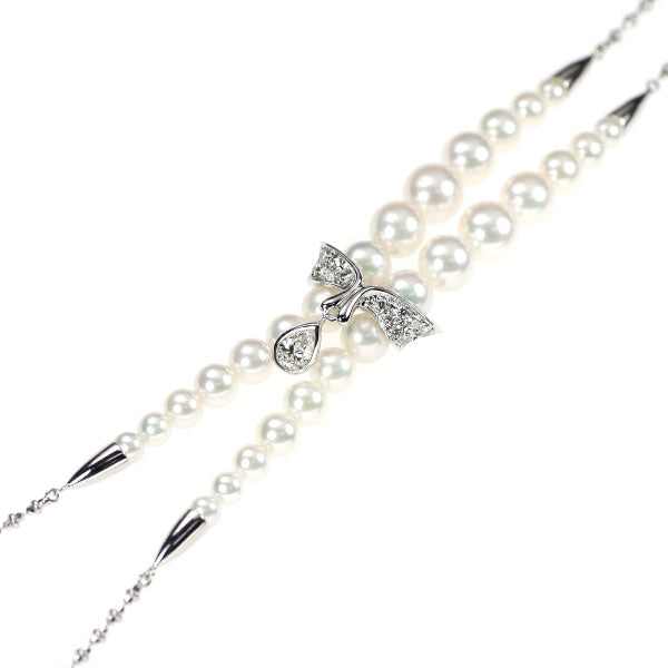 Mikimoto K18WG Akoya Pearl/Pearl Diamond Y-shaped Necklace 3.5mm-7.5mm D0.34ct D0.47ct 47.0cm《Selby Ginza Store》 [S+Polished at an official store like new] [Used] 