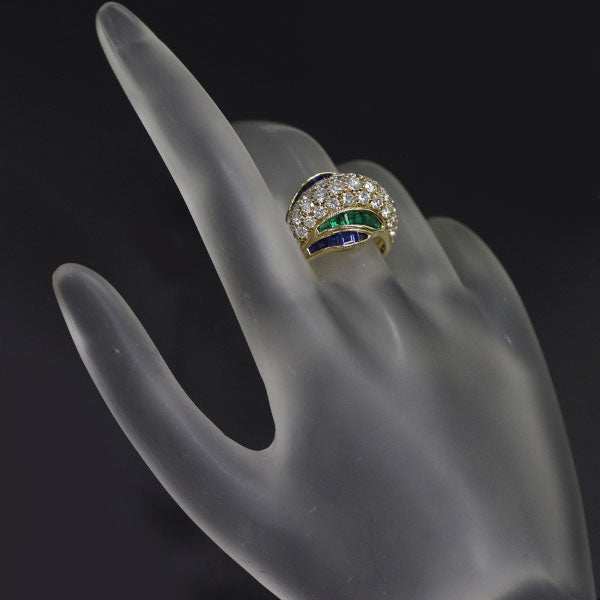 Piciotti K18YG Diamond Sapphire Emerald Ring 2.09ct S0.57ct E0.44ct #8.5 [Selby Ginza Store] [S Polished like new] [Used]<br> Regular price 750,000 yen ⇒ Christmas Sale price 670,000 yen