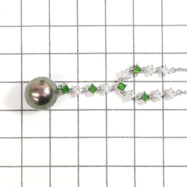 Mikimoto K18WG Black lipped pearl demantoid garnet diamond necklace Diameter approx. 11.5mm G0.55ct D0.60ct Rare [Selby Ginza store] [S Polished like new] [Used]<br> Regular price 430,000 yen ⇒ Christmas Sale price 410,000 yen