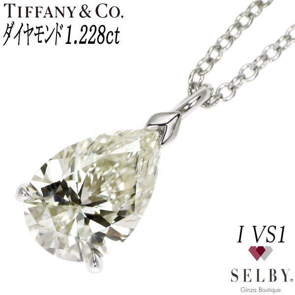 Tiffany Pt950 Pear Shape Diamond Pendant Necklace 1.228ct I VS1 46.5cm《Selby Ginza Store》[S+Polished at an official store like new] [Used]  Liquid error (snippets/selby-collection-card-list line 33): Could not find asset snippets/selby-bland-name.liquid