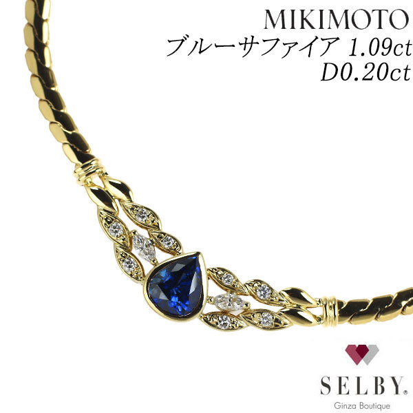 MIKIMOTO K18YG Blue Sapphire Diamond Pendant Necklace S1.09ct D0.20ct 40.0cm《Selby Ginza Store》 [S+Polished at an official store like new] [Used]