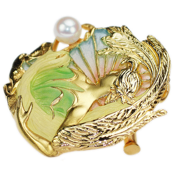 Mariela K18YG Enamel Akoya Pearl Pendant Top and Brooch 5.1mm《Selby Ginza Store》 [S Polished like new] [Used] 