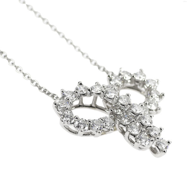 Tiffany Pt950 Diamond Pendant Necklace Ribbon 42.0cm《Selby Ginza Store》 [S Polished like new] [Used] 